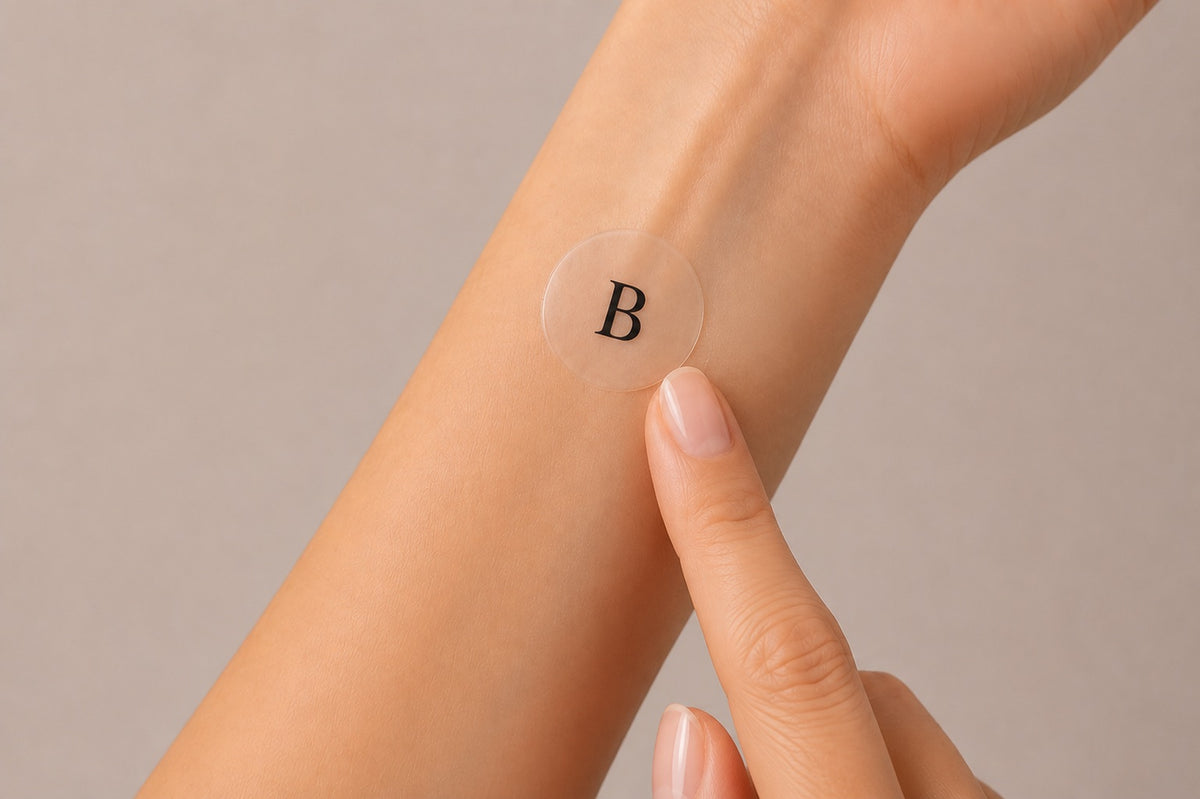 Berberine Boost topical patch worn on the inner forearm