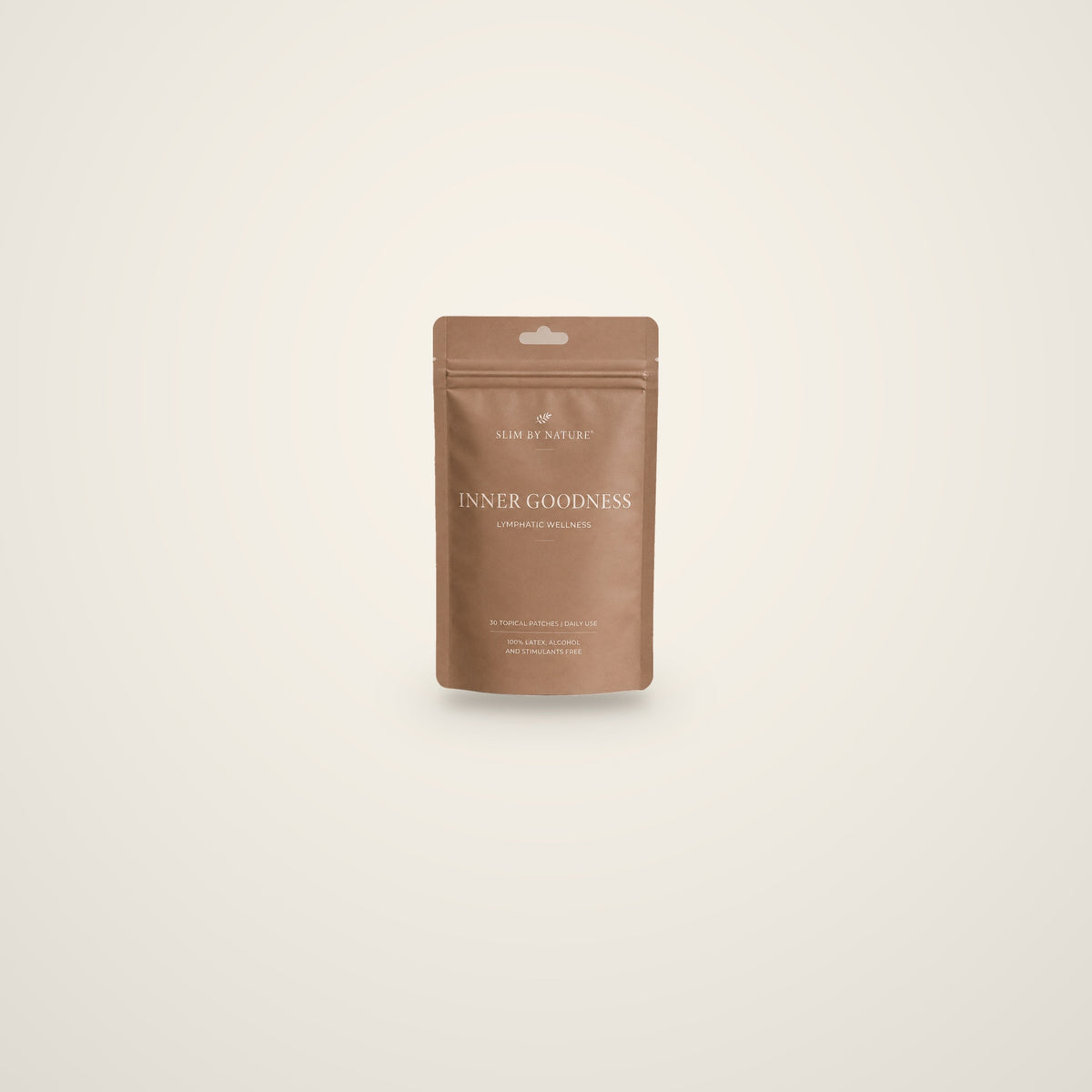 Slim By Nature Inner Goodness patch pouches — 1 pack on a cream background