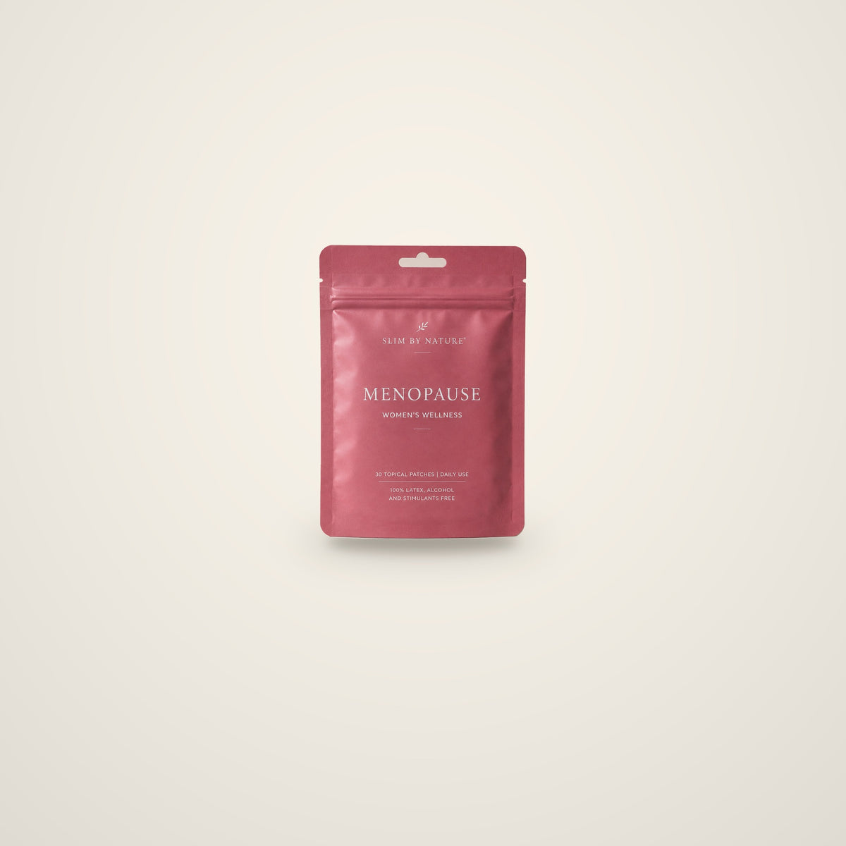 Slim By Nature Menopause patch pouches in rose — 1 pack on a cream background