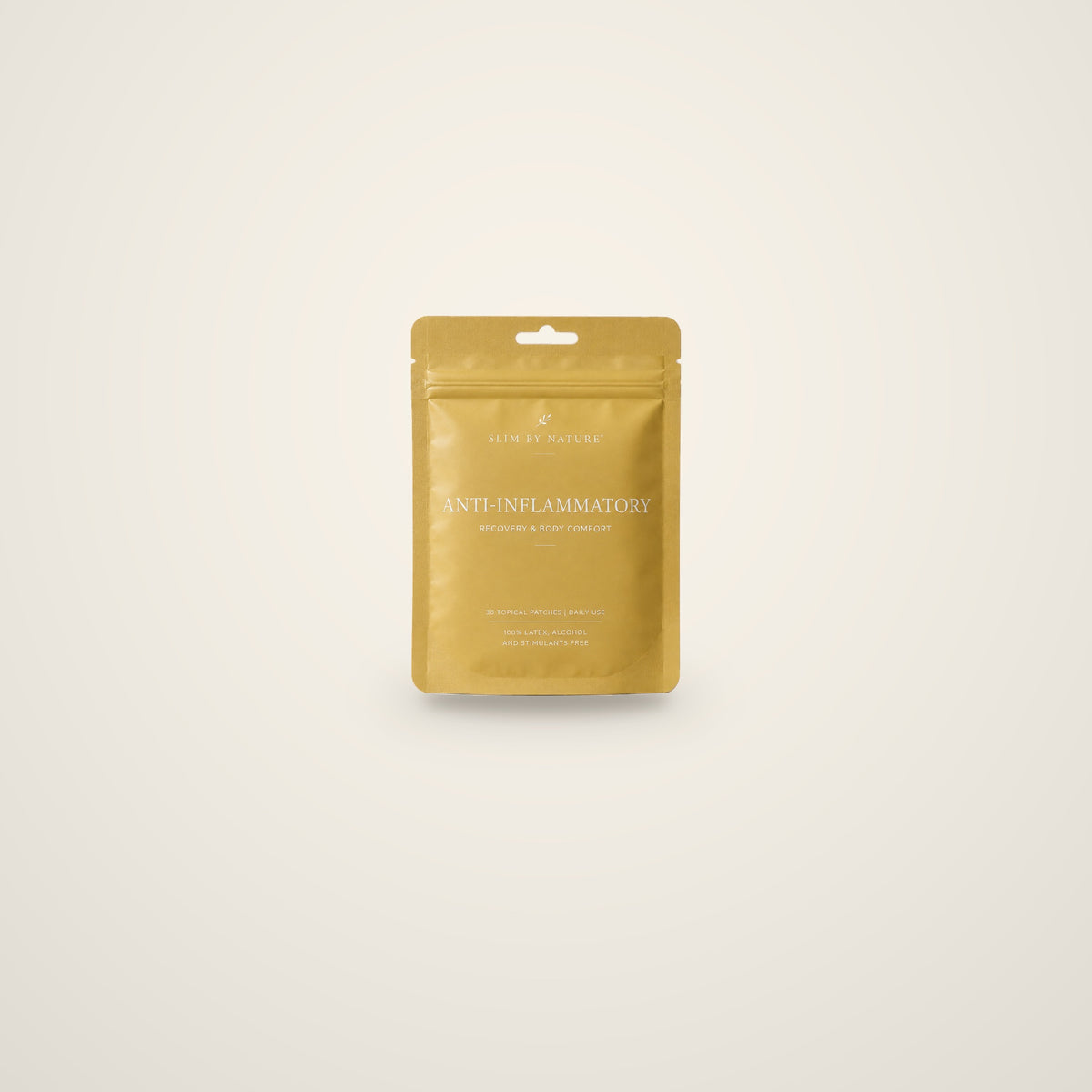Slim By Nature Anti-Inflammatory patch pouches in gold — 1 pack on a cream background