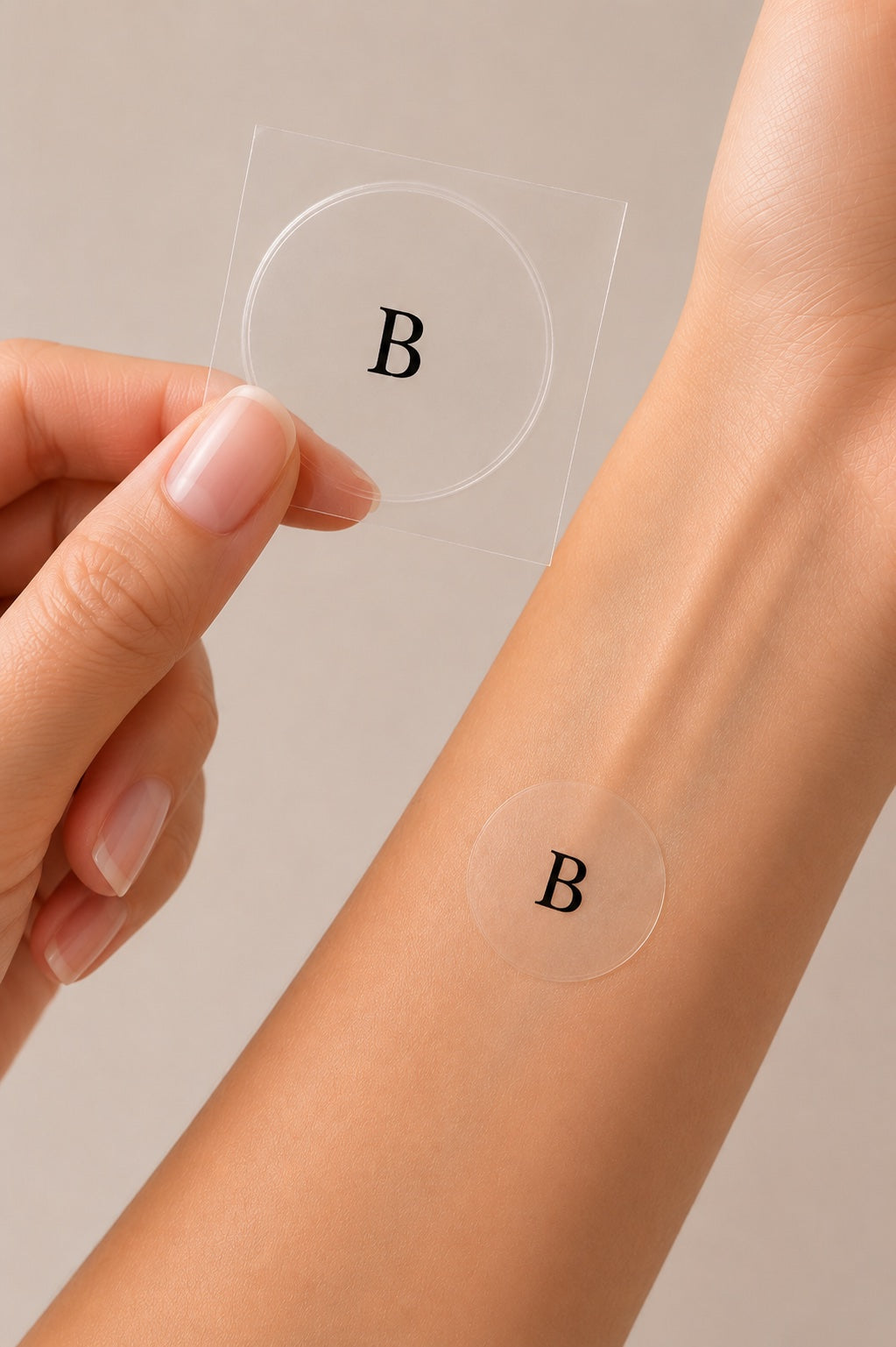 Applying a Berberine Boost topical patch to the forearm