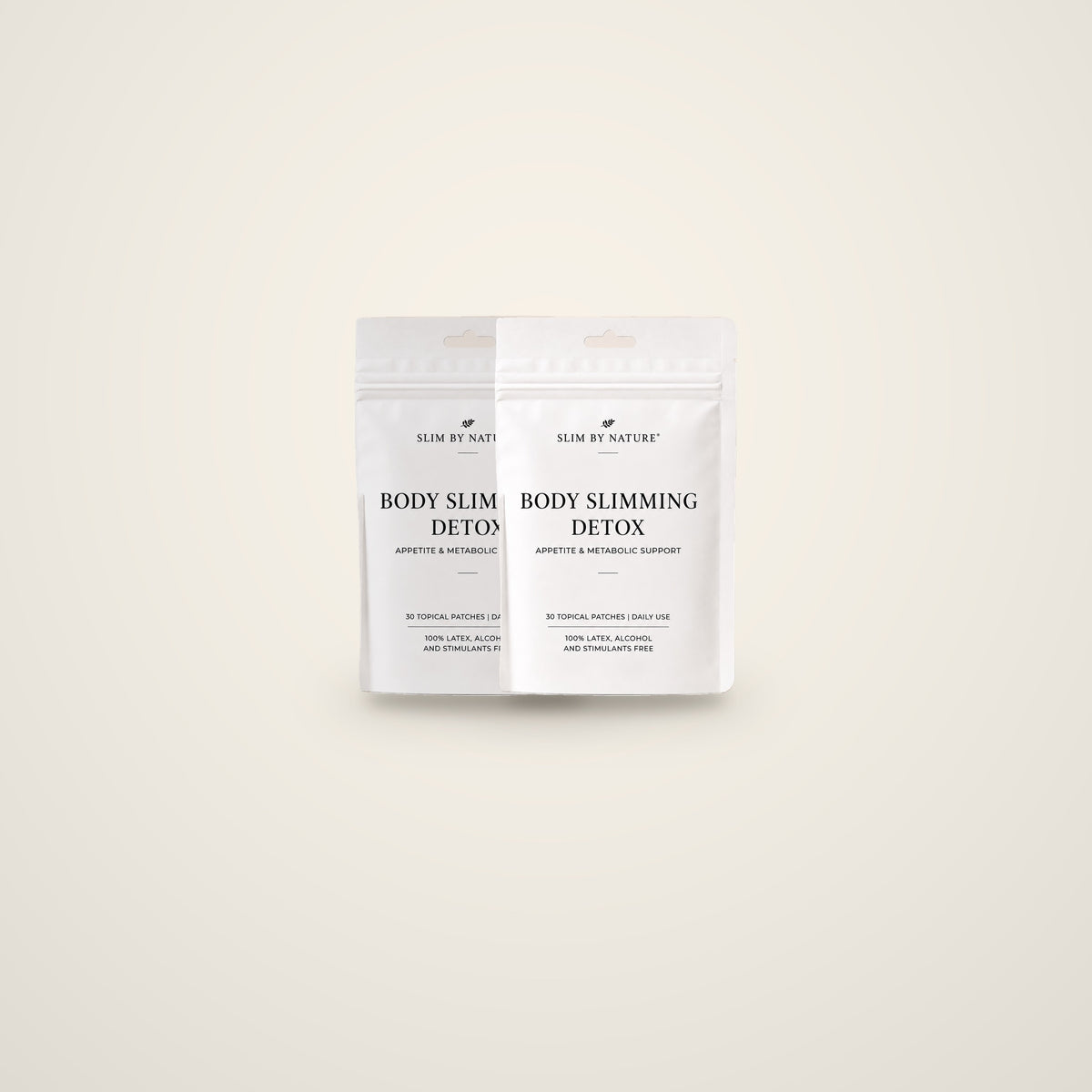 Slim By Nature Body Slimming Detox 30 day patch pouches — 2 pack on a cream background