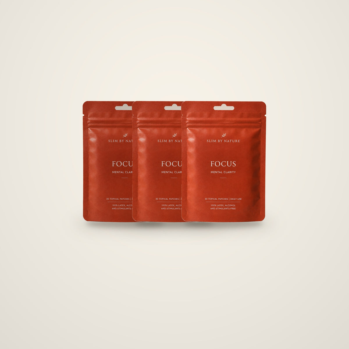 Slim By Nature Focus patch pouches in terracotta — 3 pack on a cream background