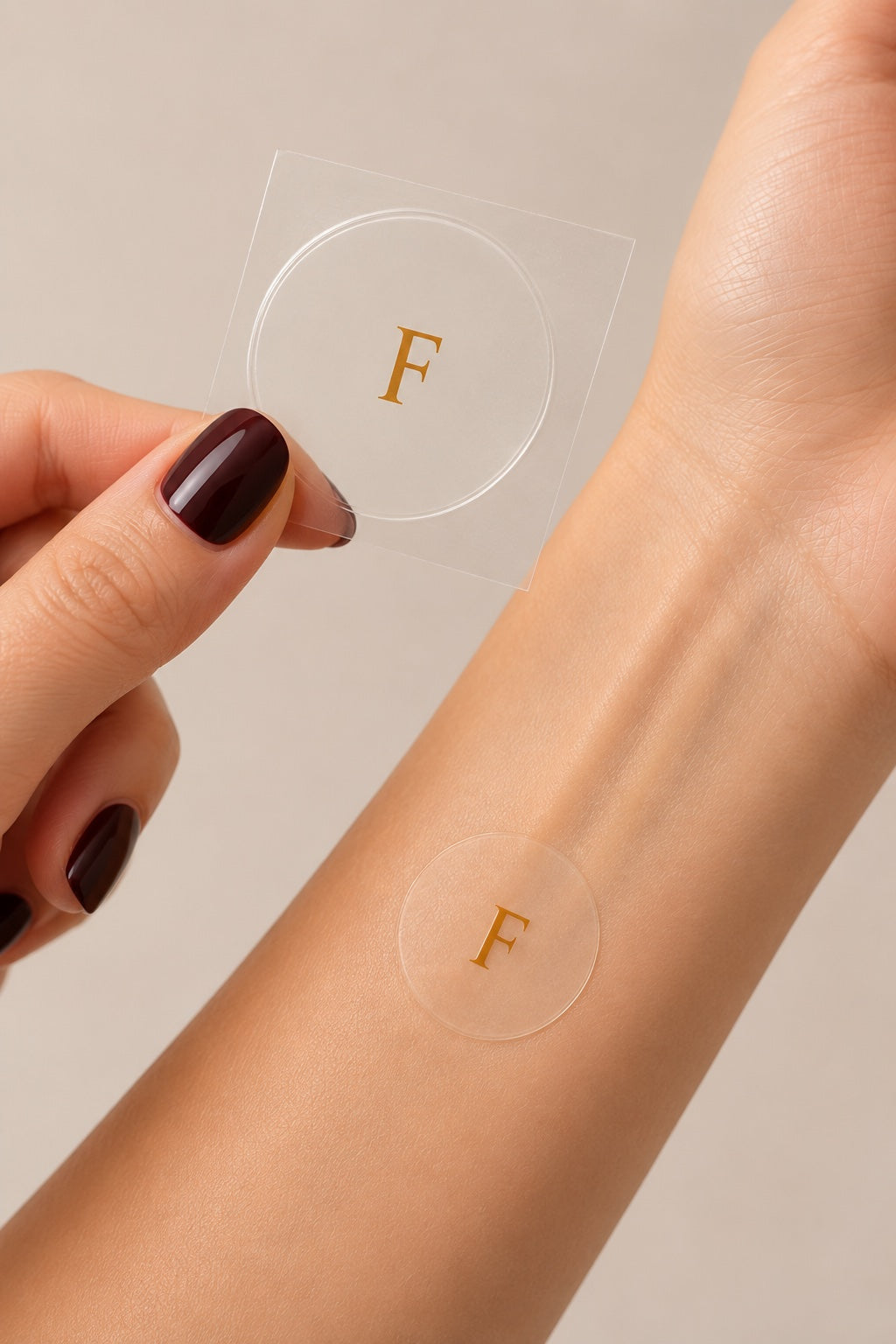Applying a Focus topical patch to the forearm