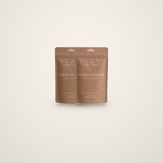 Slim By Nature Inner Goodness patch pouches — 2 pack on a cream background