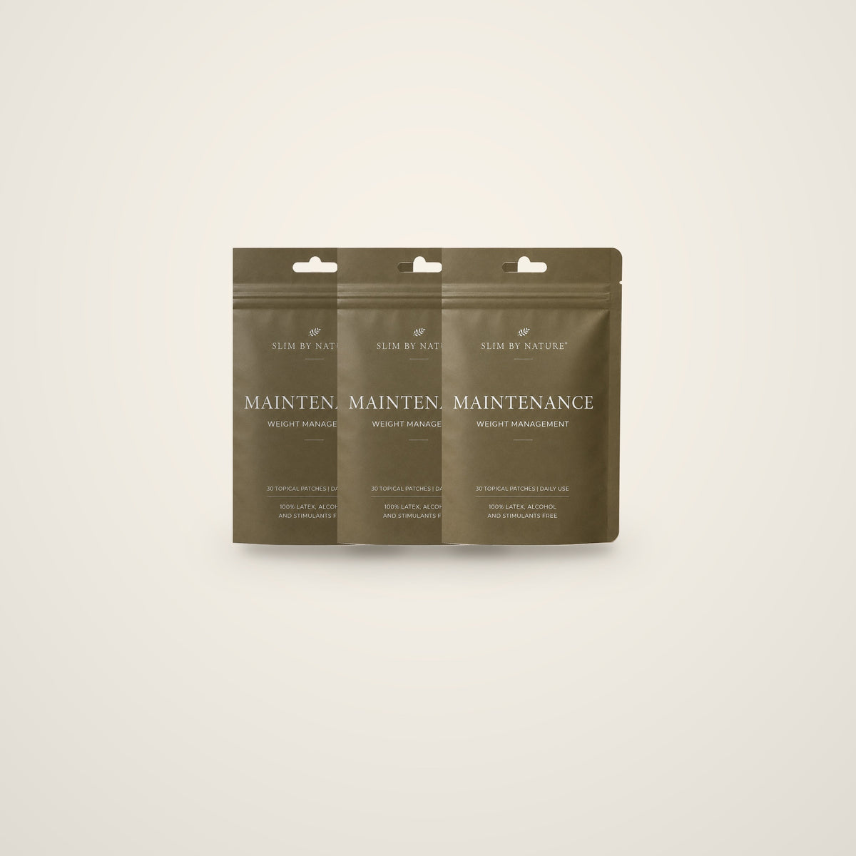 Slim By Nature Maintenance patch pouches — 3 pack on a cream background