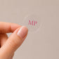 Close-up of a single clear Menopause topical patch