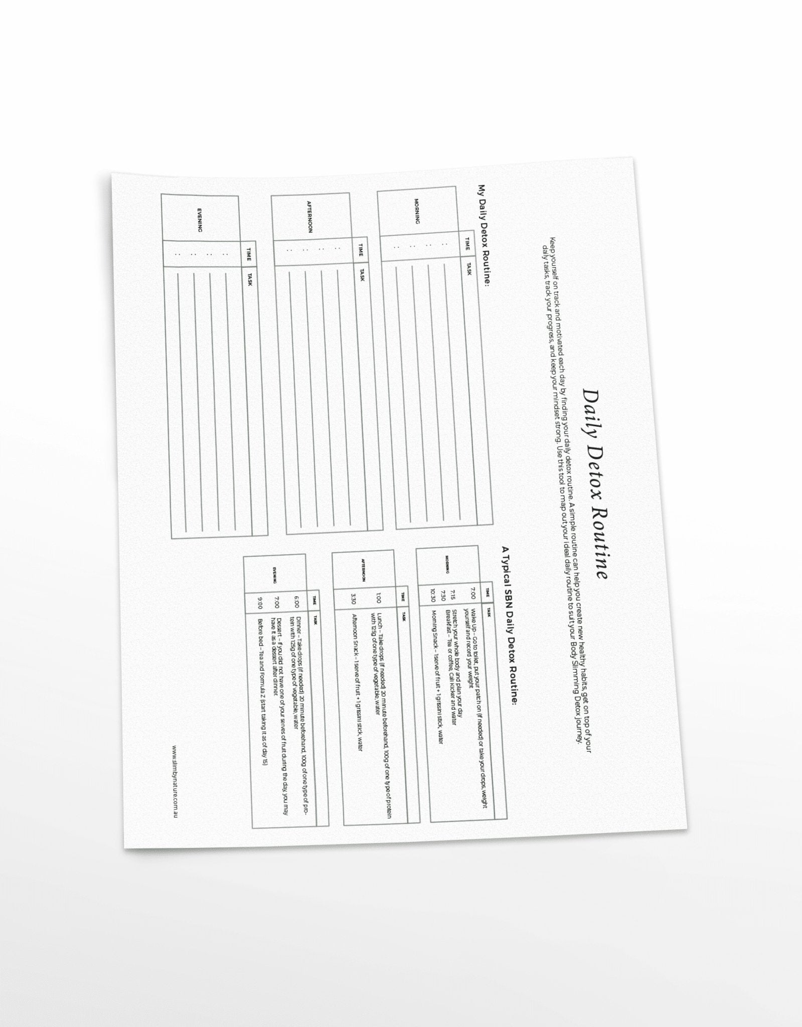 Daily Detox Routine Printable