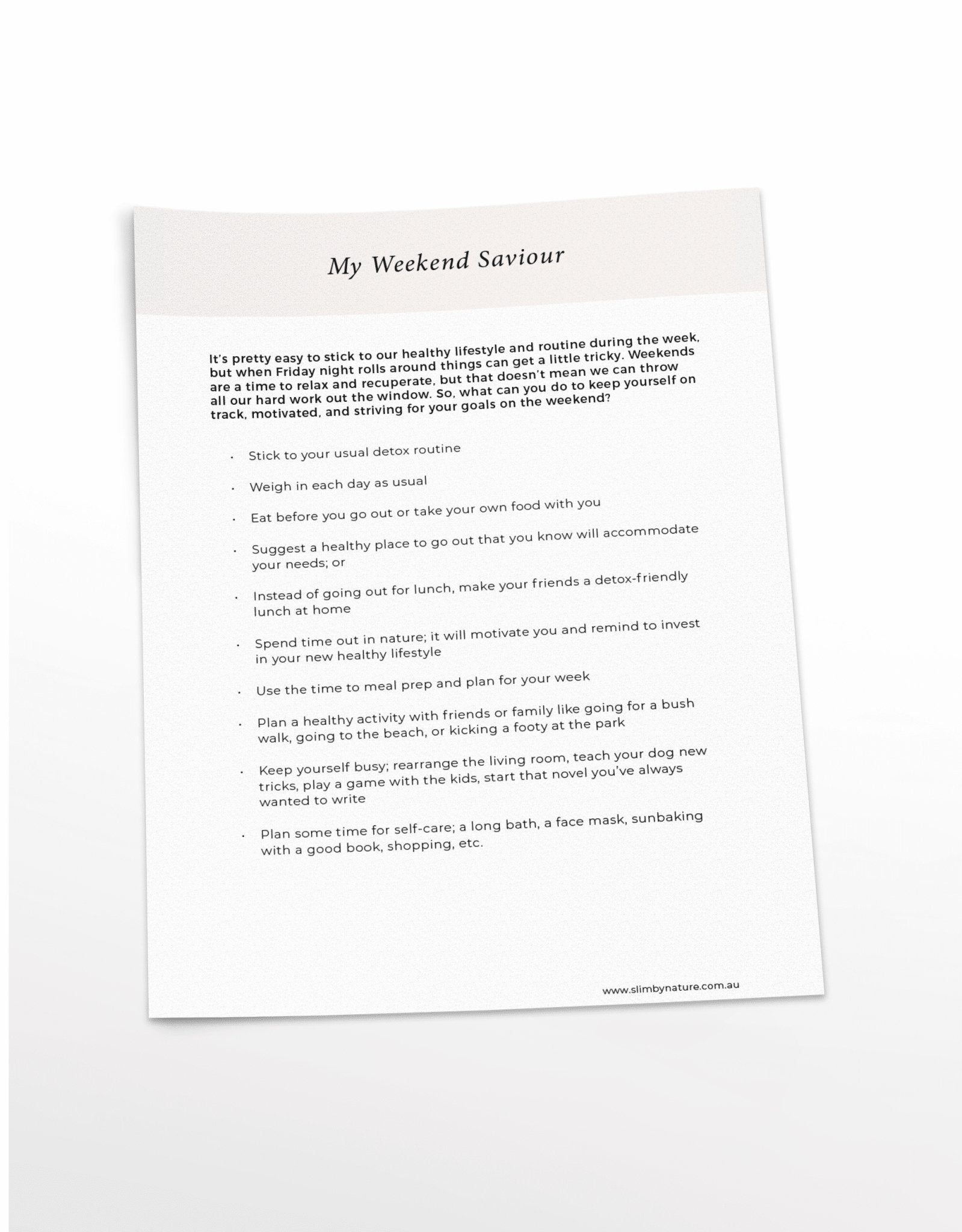 My Weekend Saviour Printable